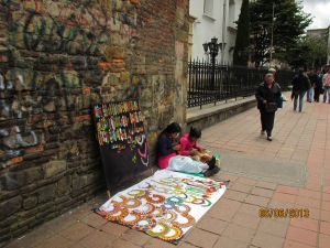 Indian women selling their wares outside the cathedral
